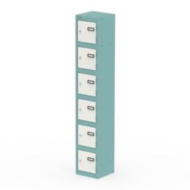 Qube Locker 6 Door 1800mm High Pastel Turquoise And Satin White