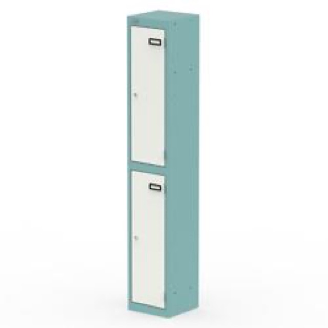 Qube Locker 2 Door 1800mm High Pastel Turquoise And Satin White