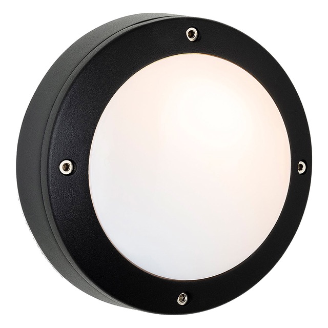 Firstlight Nova Bulkhead Modern Style with Opal Glass in Black Outdoor Garden Wall Light