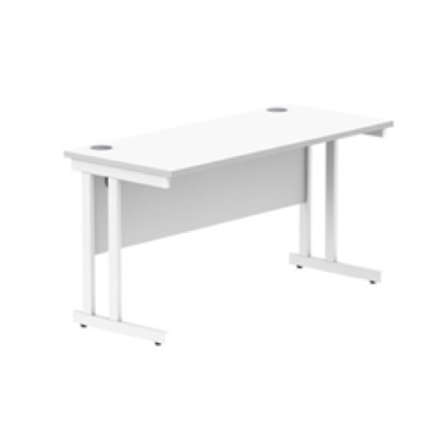 Office Rectangular Desk Steel Double Cantilever 1400X600 White/White