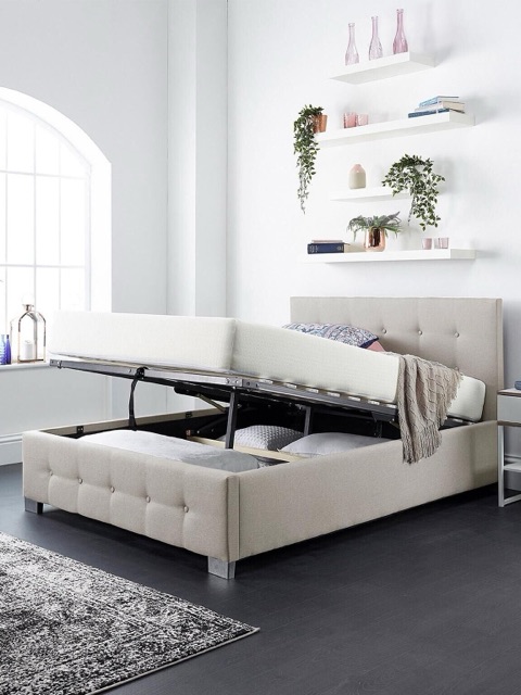Aspire End Lift Up Linen Ottoman King Bed Natural Elegant and Spacious Bedroom
