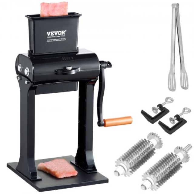 VEVOR Commercial Meat Tenderizer, Heavy Duty Stainless Steel Meat Tenderizer Machine, Quick and Easy Manual Operation Kitchen Tool, 14.7 cm Feed Port for Beef, Turkey, Chicken, Pork, Steak, and Fish