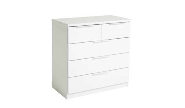 Hallingford 5 Drawer Chest White Gloss Bedroom Furniture