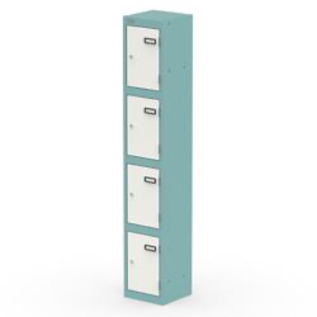 Qube Locker 4 Door 1800mm High Pastel Turquoise And Satin White