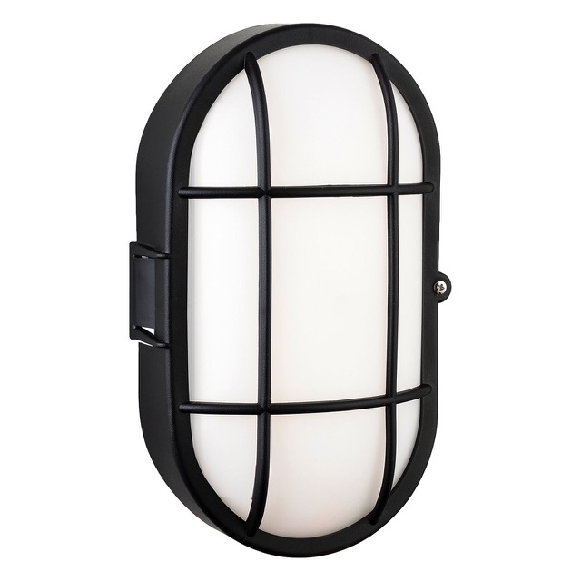 Firstlight Lewis Outdoor LED Oval Bulkhead Wall Light 9W Anti-Corrosion with Opal Glass in Black