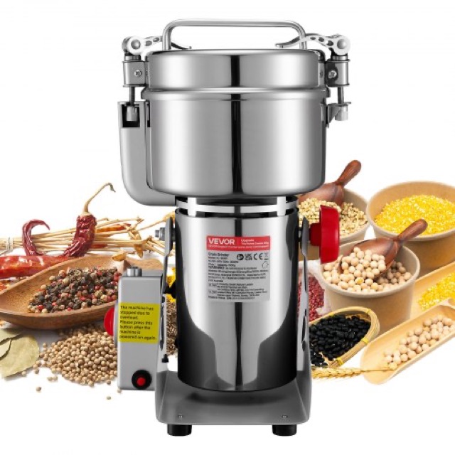 VEVOR Electric Grain Mill Grinder, 1000g Commercial Spice Grinders, High Speed 3000W Stainless Steel Pulverizer Powder Machine, for Dry Grains, Spices, Cereals, Coffee, Corn & Pepper, Swing Type