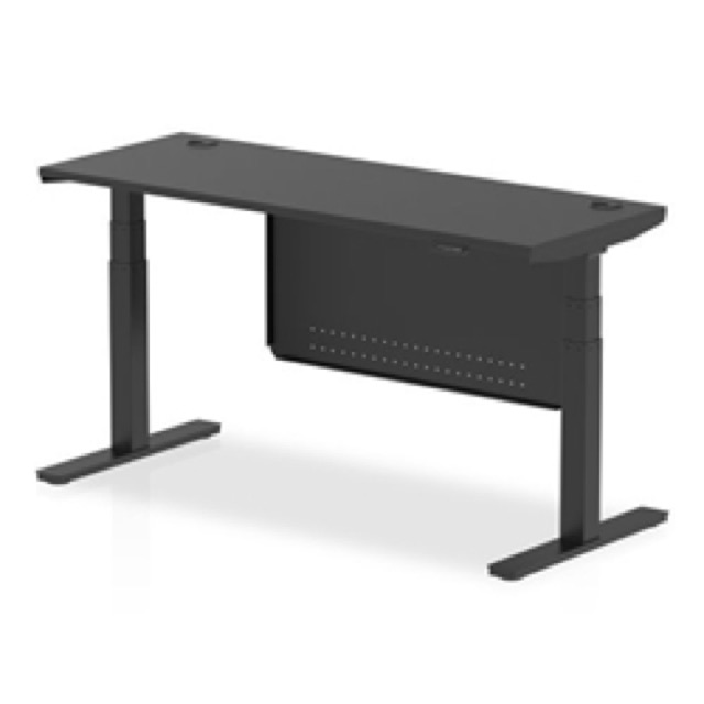 Air 1600x600 Height Adjustable Desk Black CP Black Leg Modesty Panel