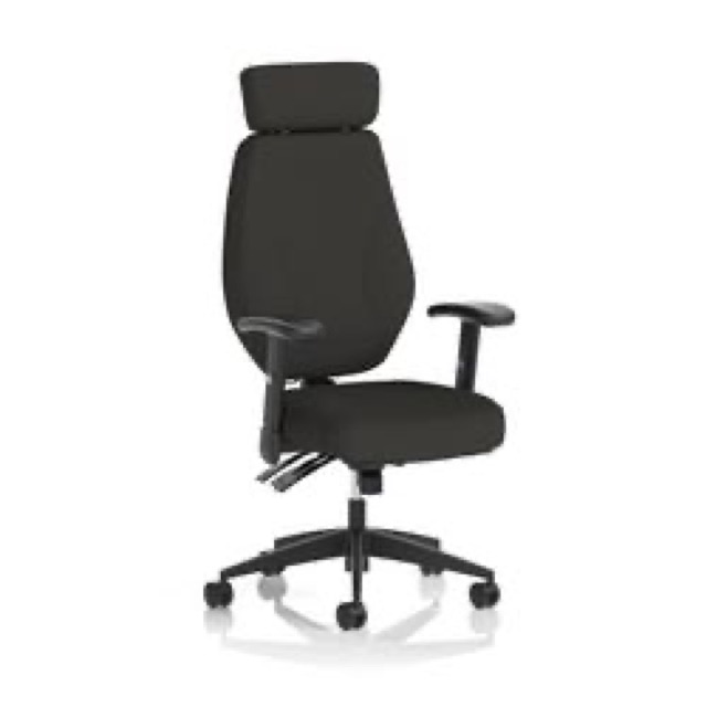 Nexus High Back Ergonomic Operator Chair Arms Headrest Black Fabric