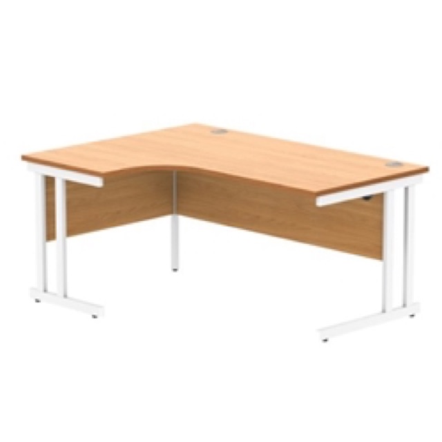 Office LH Corner Desk Steel Double Cantilever 1600X1200 Beech/White