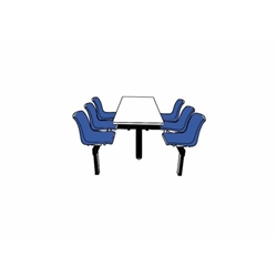 Canteen Table; 1 Way Access; 6 Seats; Blue/Black/White