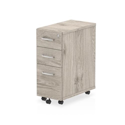 Impulse 3 Drawer Narrow Under Desk Pedestal Grey Oak