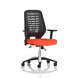 Relay Operator Chair Black Back Tabasco Orange Height Adjustable Arms