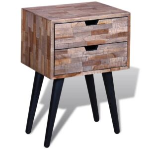 Berkfield Home Nightstand with 2 Drawers Reclaimed Teak Wood in Brown