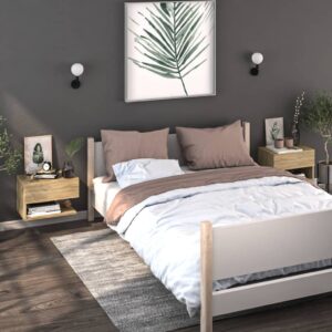 Berkfield Home Wall-mounted Bedside Cabinets 2 pcs Sonoma Oak in Brown