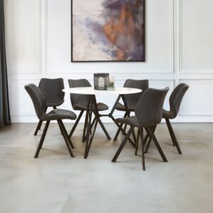 Orsina Durable Round Grey Dining Set, Space Saving Design Dining Set, Contemporary Small Dining Set For House