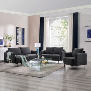 More4Homes Sofia 1+2+3 Seater Fabric Sofa Set in Charcoal