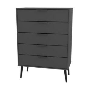 Ready Assembled 2 U Fuji 5 Drawer Chest (Ready Assembled) in Dark Grey