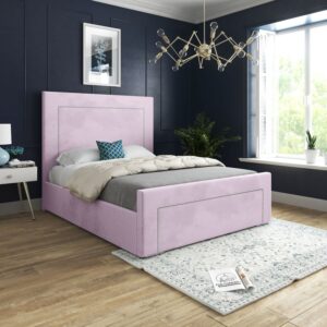 KDMD Lucca Upholstered Soft Velvet Pink Bed Frame | Size: King