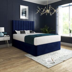 KDMD Marcelo Upholstered Soft Velvet Blue Bed Frame | Size: King
