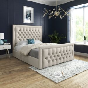 KDMD Rovigo Upholstered Soft Velvet Cream Bed Frame | Size: Single