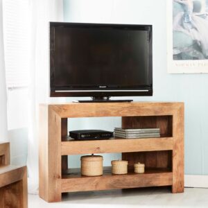 IH Design Duvid Light Mango Corner TV Cabinet in Brown