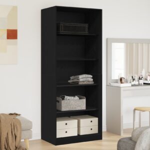 Berkfield Home Black Oak Wardrobe 80 x 50 x 200 cm - Engineered Wood