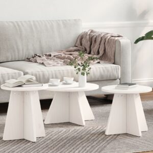 Berkfield Home Coffee Table Set 3 pcs White Solid pine wood